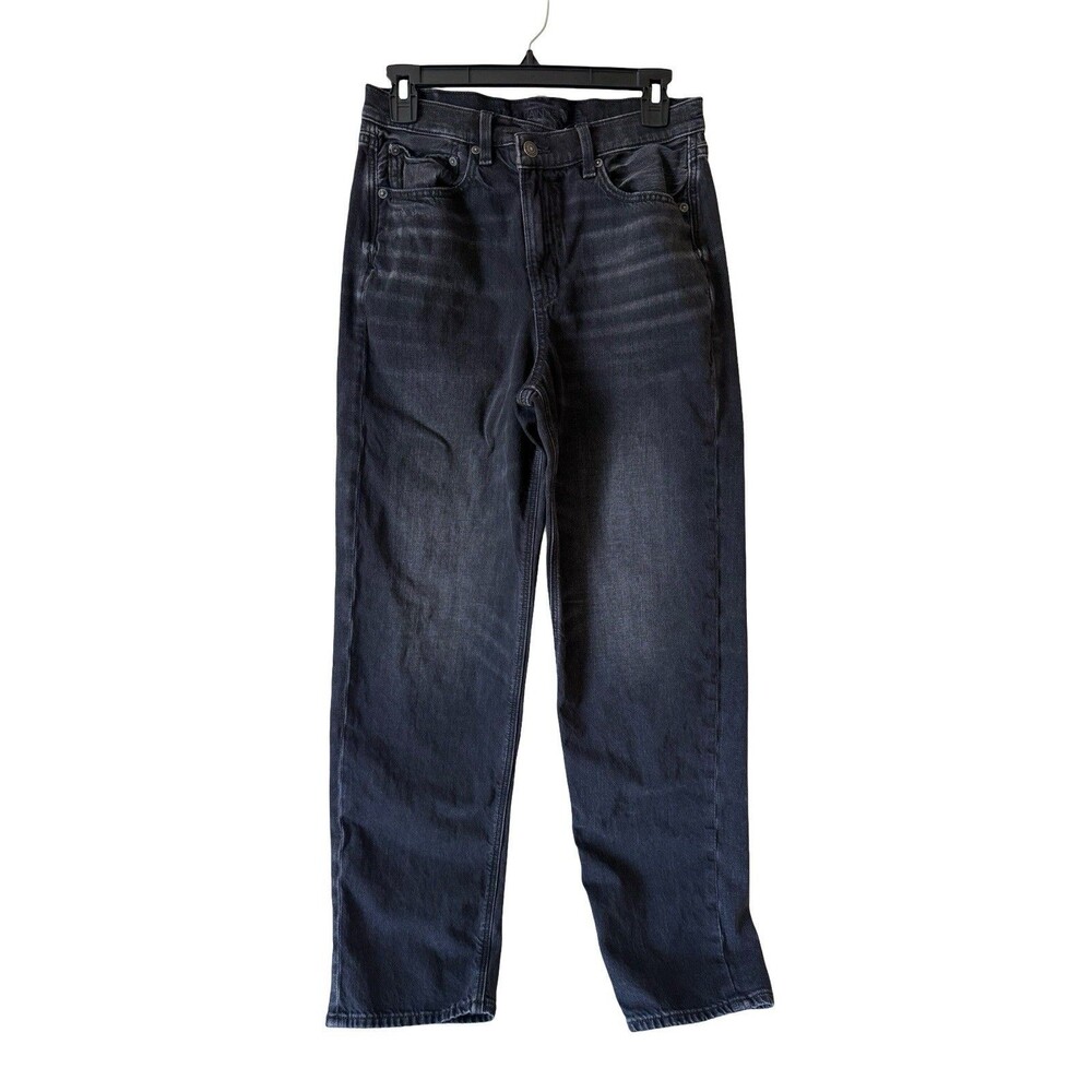 American Eagle Super High Rise Baggy Straight Jeans Women's Charcoal  SZ 6 reg